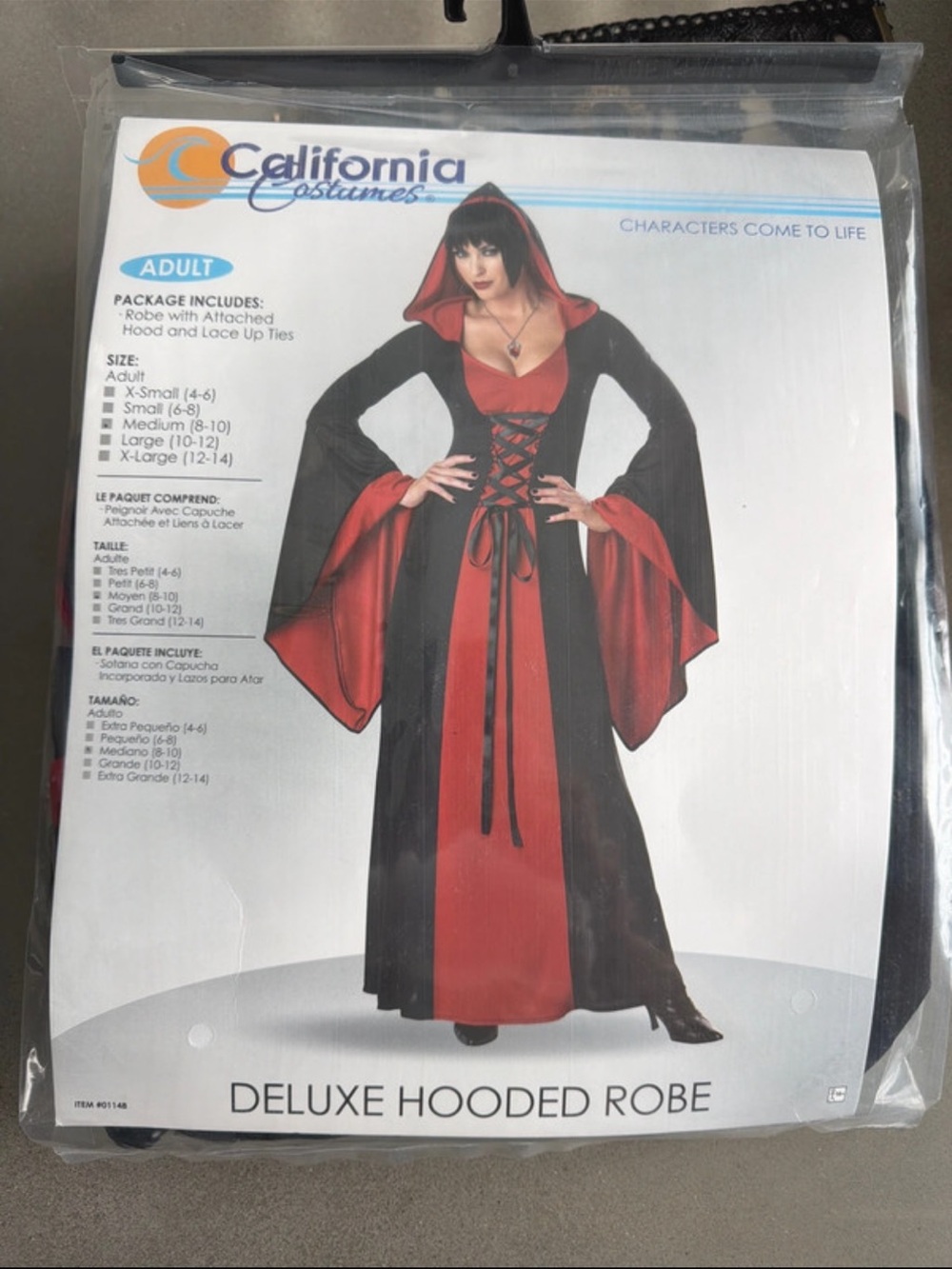 California Costumes Deluxe Hooded Robe - Black & Red Womens Halloween Costume